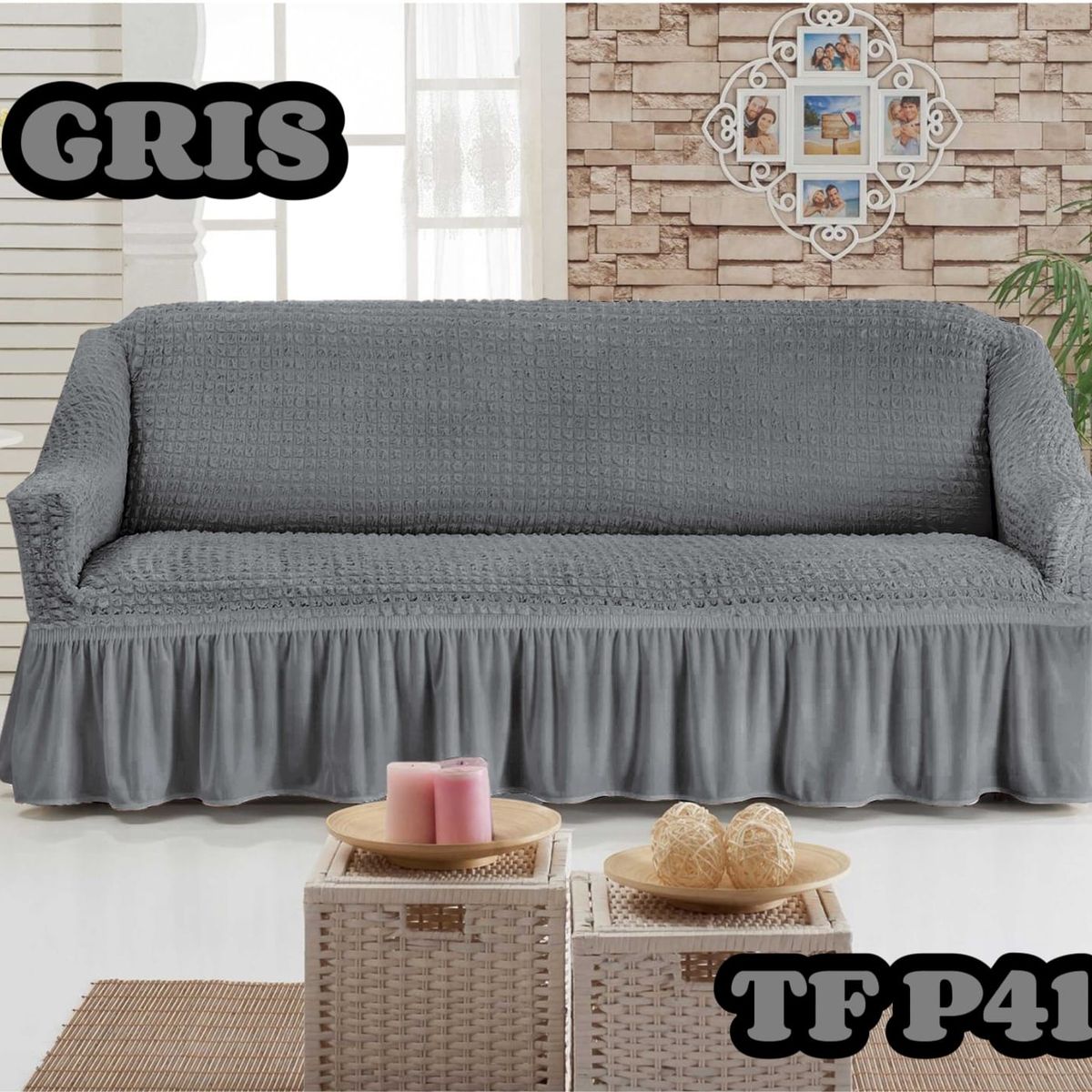 ANGELES DEL HOGAR - Fundas Para Sofa Cubresillones Turcos Cuadrille 3 cuerpo