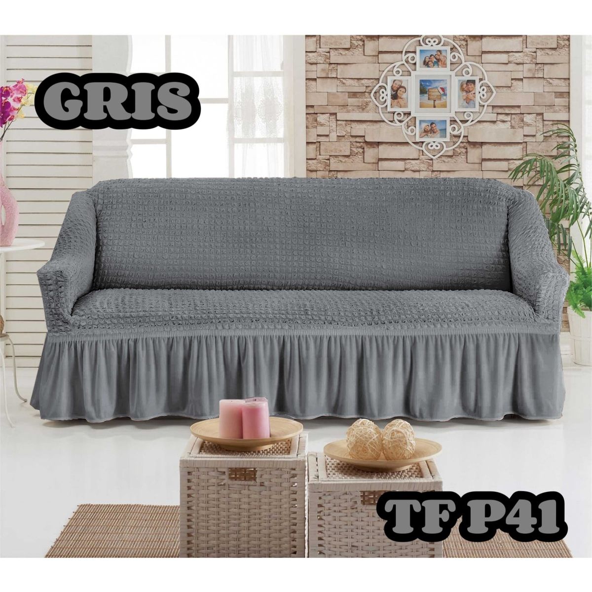 ANGELES DEL HOGAR - Fundas Para Sofa Cubresillones Turcos Cuadrille 3 cuerpo