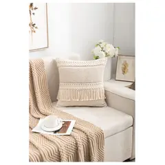COMPRAPO - Set X 2 Fundas para Cojín Flecos Nature Crudo y Fibras 45x45 cm