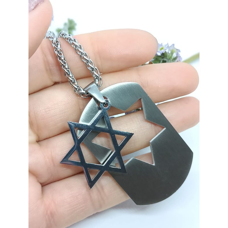 ELBAULDEJUMA - Cadena Colgante Estrella David Religión Acero Extraíble Amor