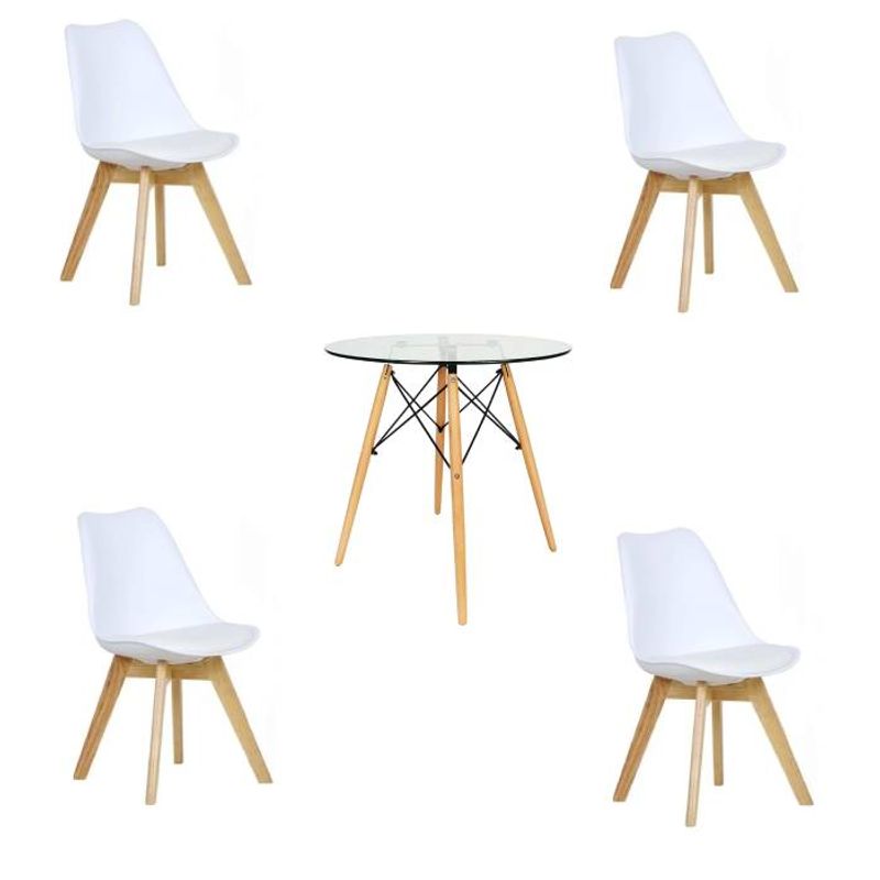 GENERICO - Comedor Nordic Round vidrio 4P tulip blancas