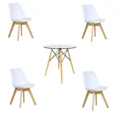 GENERICO - Comedor Nordic Round vidrio 4P tulip blancas