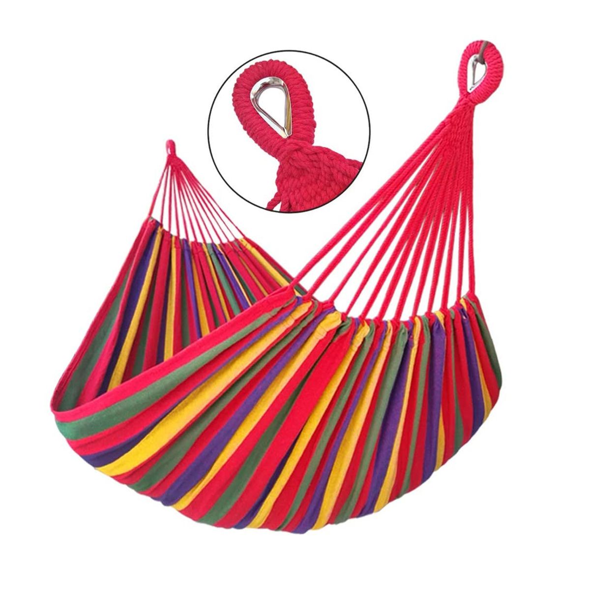 IMPORTCLICK - Hamaca De Algodón Multicolor 2 Plazas 180x150 Cm