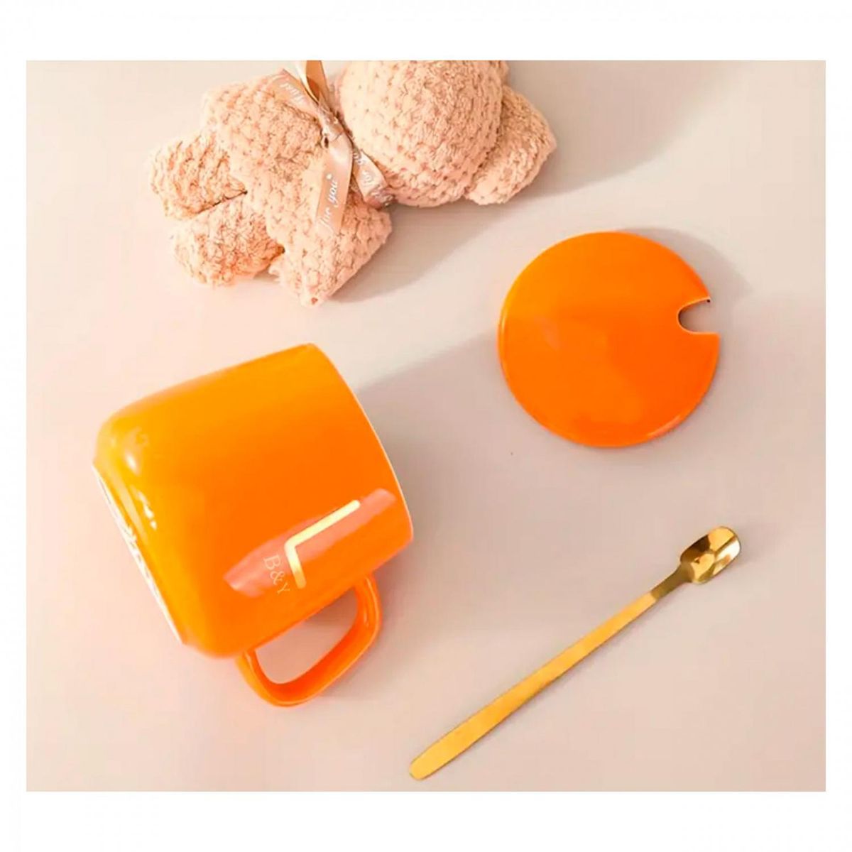 GENERICO - Calentador de Tazas Eléctrico con Taza y Tapa - Naranja