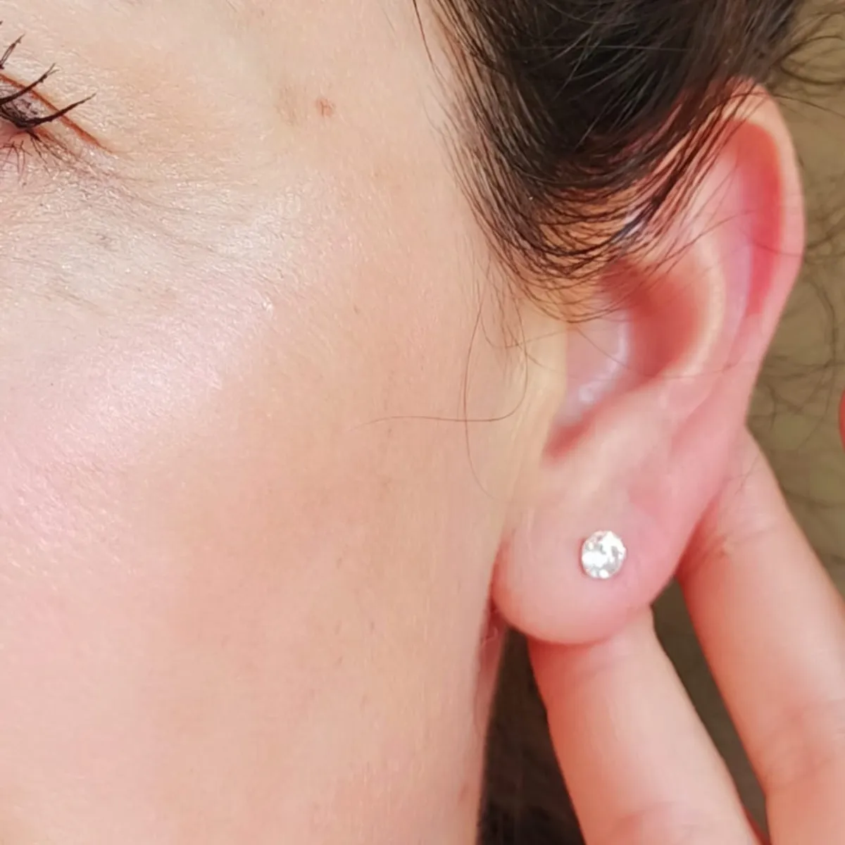 ELBAULDEJUMA - Pendientes Aretes Aros Puntos Luz En Plata 925 Zirconia 5mm