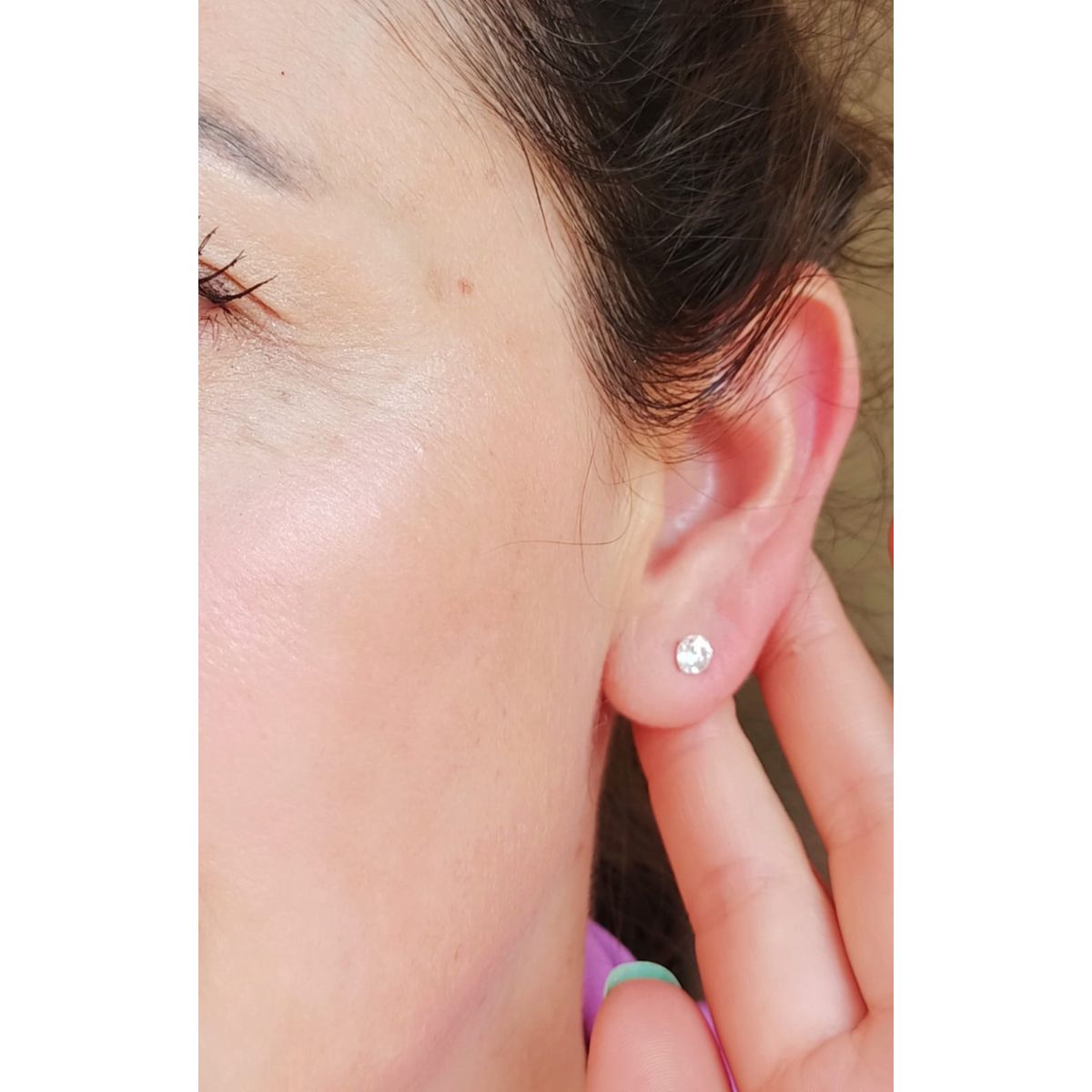 ELBAULDEJUMA - Pendientes Aretes Aros Puntos Luz En Plata 925 Zirconia 5mm