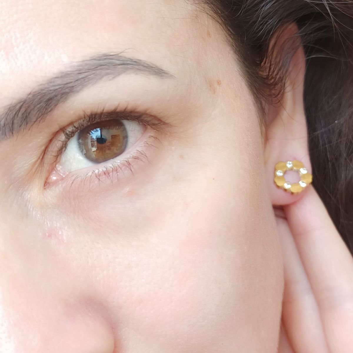 ELBAULDEJUMA - Aros Punto Luz Corona corazones enchapada en oro 18k