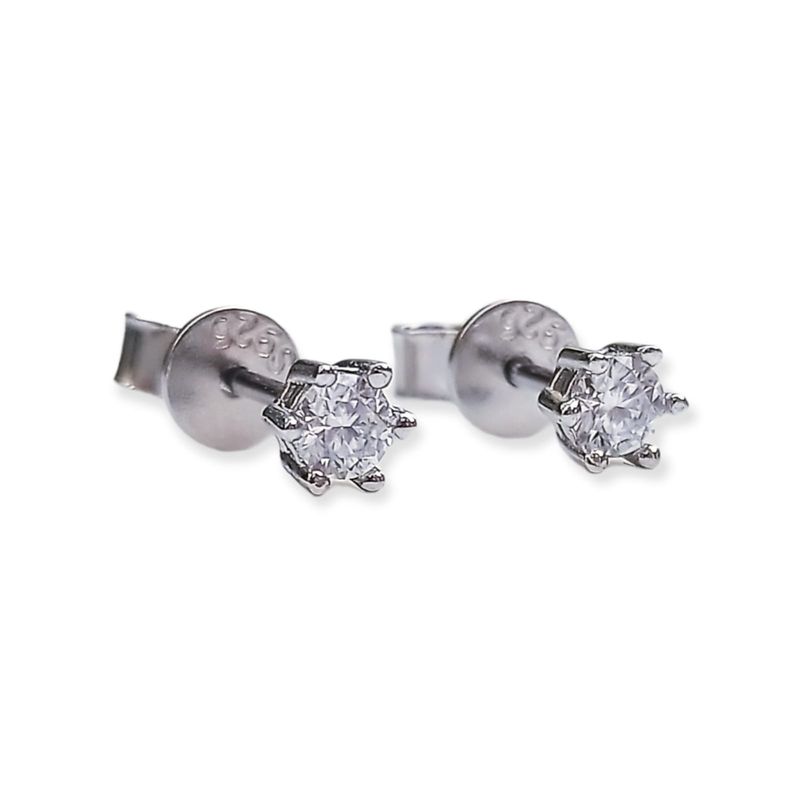 ELBAULDEJUMA - Aros Punto Luz 3mm Plata fina ley S925 Piedra Gema Moissanita