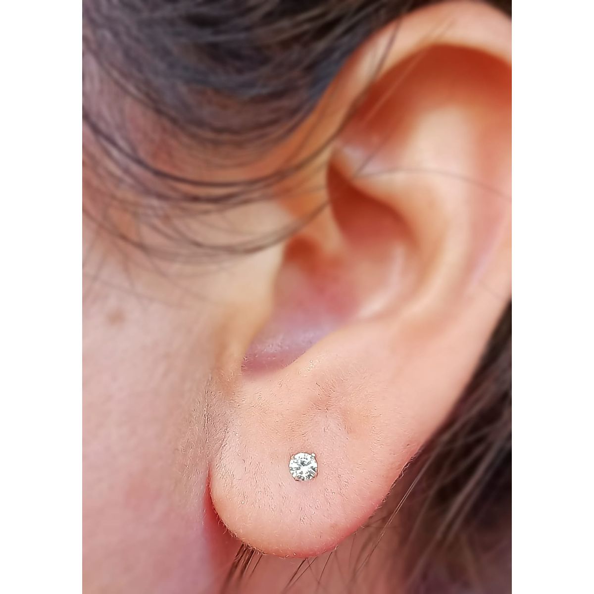 ELBAULDEJUMA - Pendientes Puntos de Luz En Plata ley 925 Zirconia 3mm