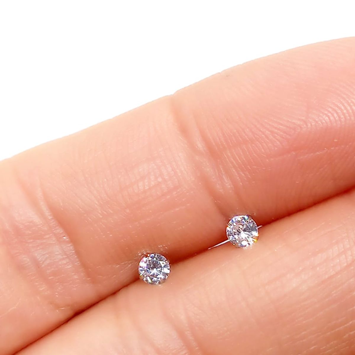 ELBAULDEJUMA - Pendientes Puntos de Luz En Plata ley 925 Zirconia 3mm