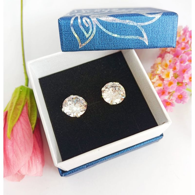 ELBAULDEJUMA - Pendientes Aretes Aros Puntos Luz En Plata 925 Zirconia 11mm
