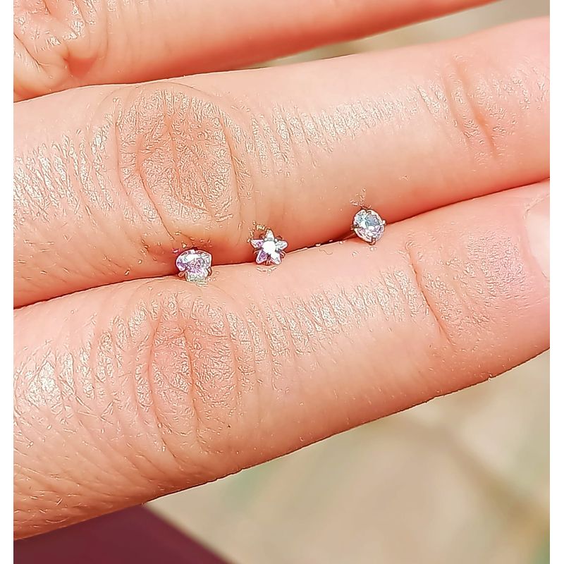 ELBAULDEJUMA - Pack Piercing Acero Quirúrgico Nariz set Zirconia Tornasol tipo S