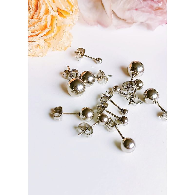 ELBAULDEJUMA - Pack 6 Par De Esferas Plateada Hipoalergénica Piercing Oreja
