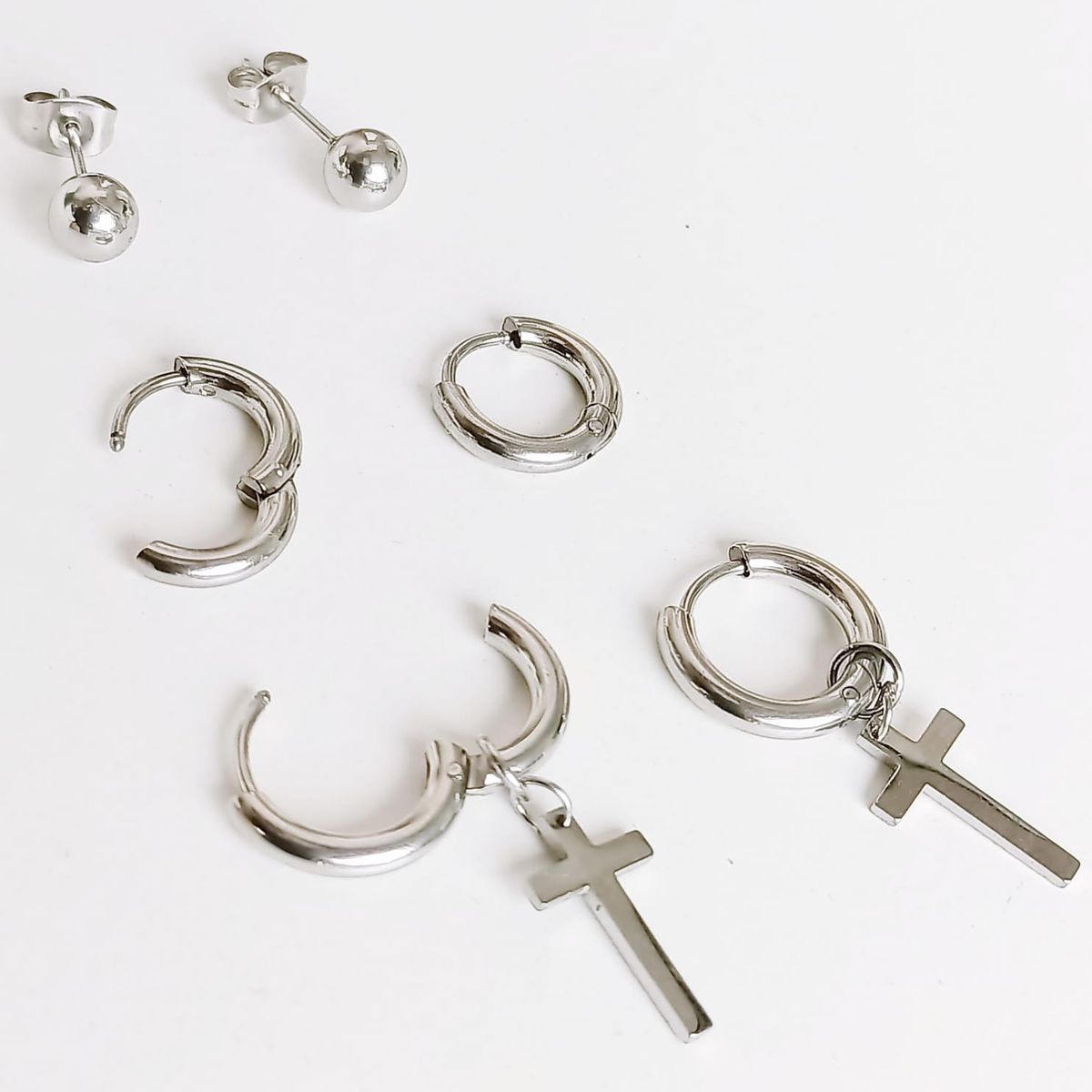 ELBAULDEJUMA - Pack De Aros Argollas Huggies Cruz Esfera Plateada Piercing