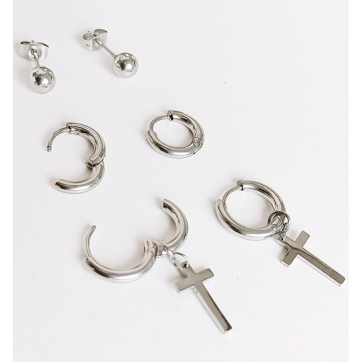 ELBAULDEJUMA - Pack De Aros Argollas Huggies Cruz Esfera Plateada Piercing
