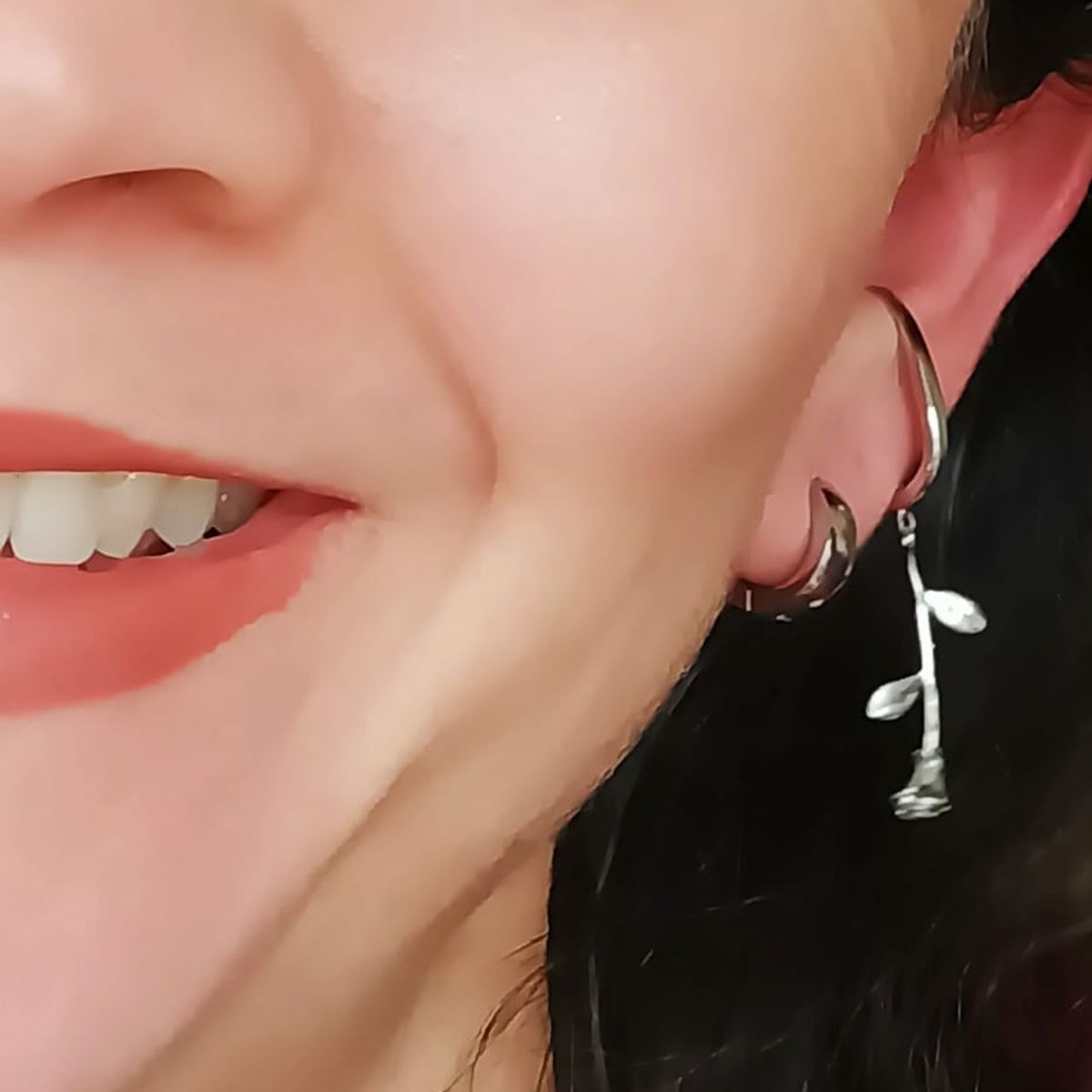 ELBAULDEJUMA - Pack Earcuff Rosa Argolla Unidad Plateada Piercing Moderno