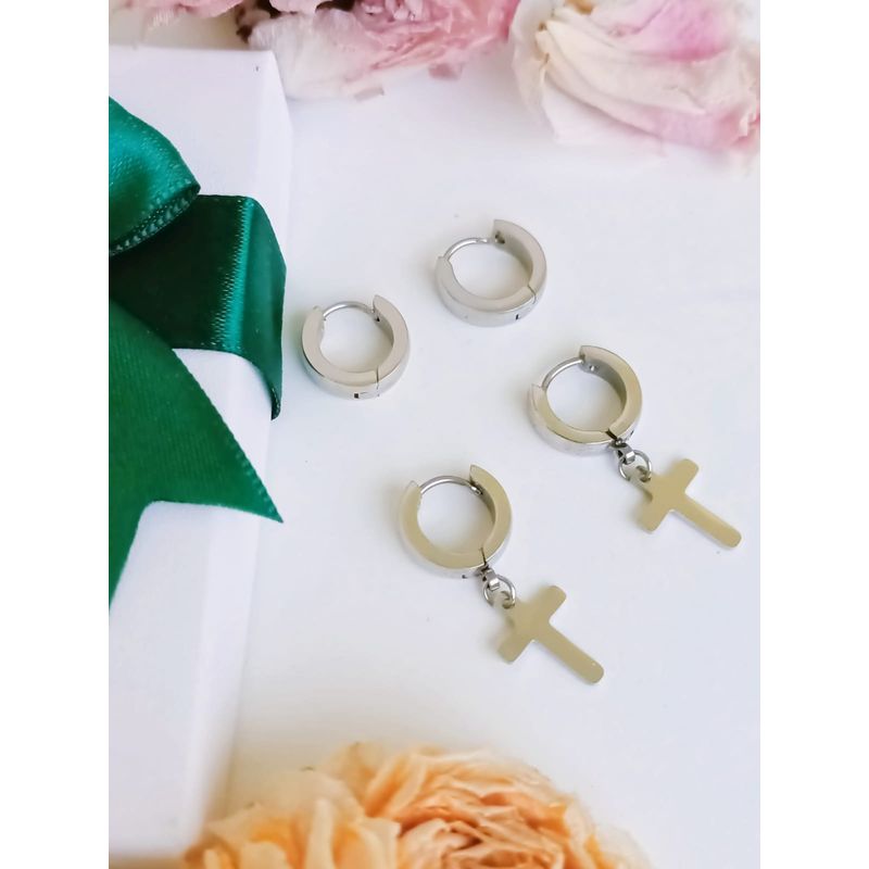 ELBAULDEJUMA - Pack De 2 Pares De Argollas Lisas Plateadas Helix Piercing