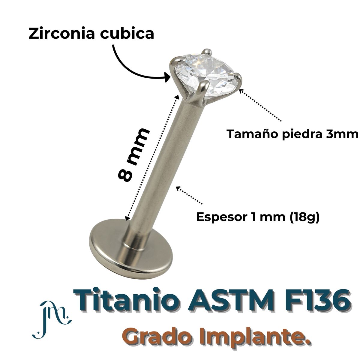 ELBAULDEJUMA - Piercing Labret Perno Tornillo Punto Luz Titanio Astm F136