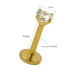 ELBAULDEJUMA - Piercing Labret Punto De Luz Titanio Astm F136 Chapado Oro