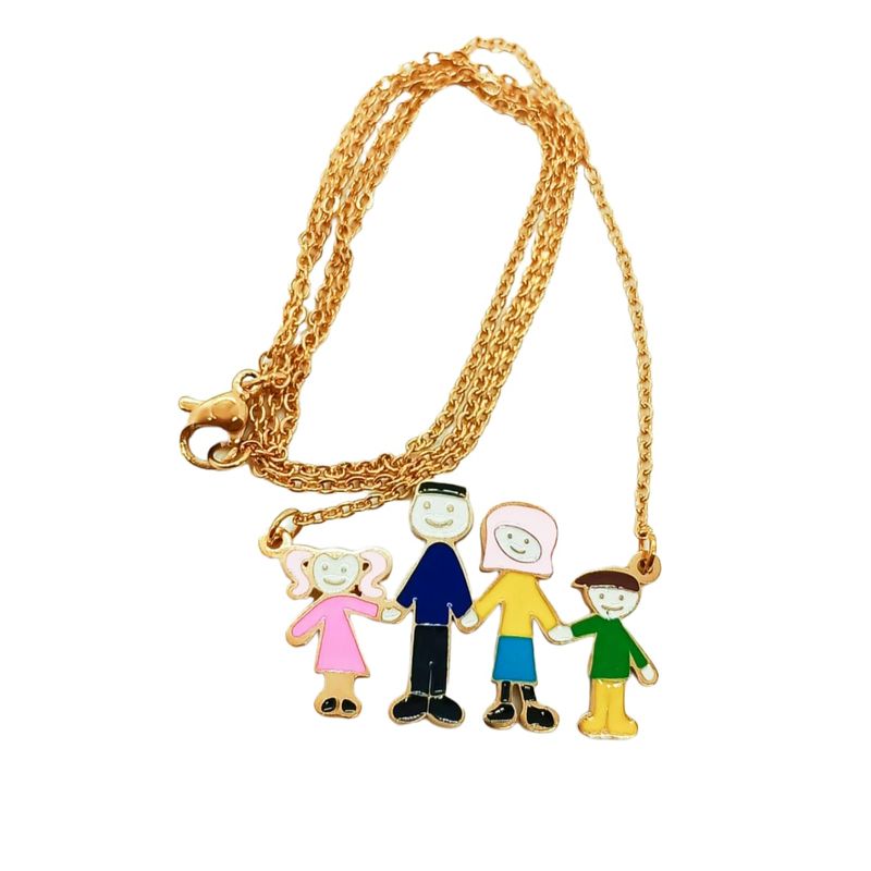 ELBAULDEJUMA - Colgante dije colores Familia chapado en oro 18k