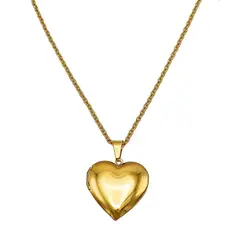 ELBAULDEJUMA - Cadena relicario corazón liso chapado en oro 18 kl