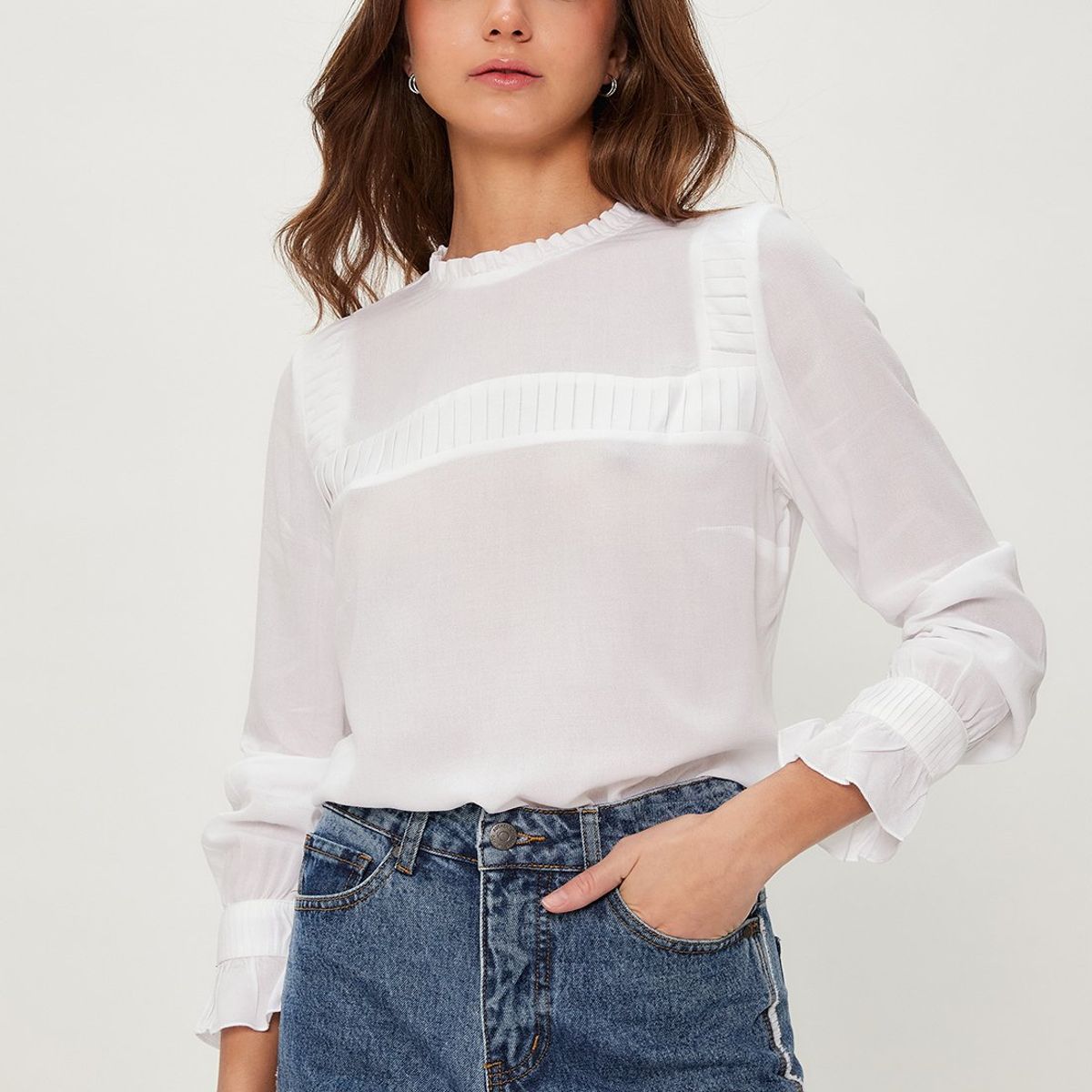 IO - Blusa Manga Larga Crudo Mujer Io