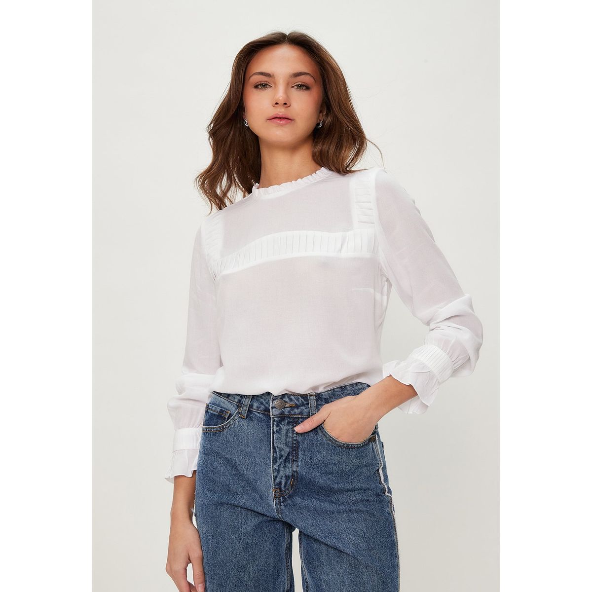 IO - Blusa Manga Larga Crudo Mujer Io