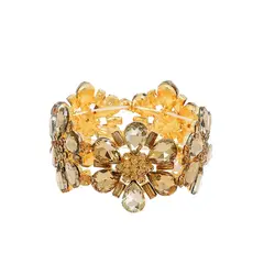 VANE COLLECTION - Pulsera mujer stretch ancha elegante flores en color topacio amarillo