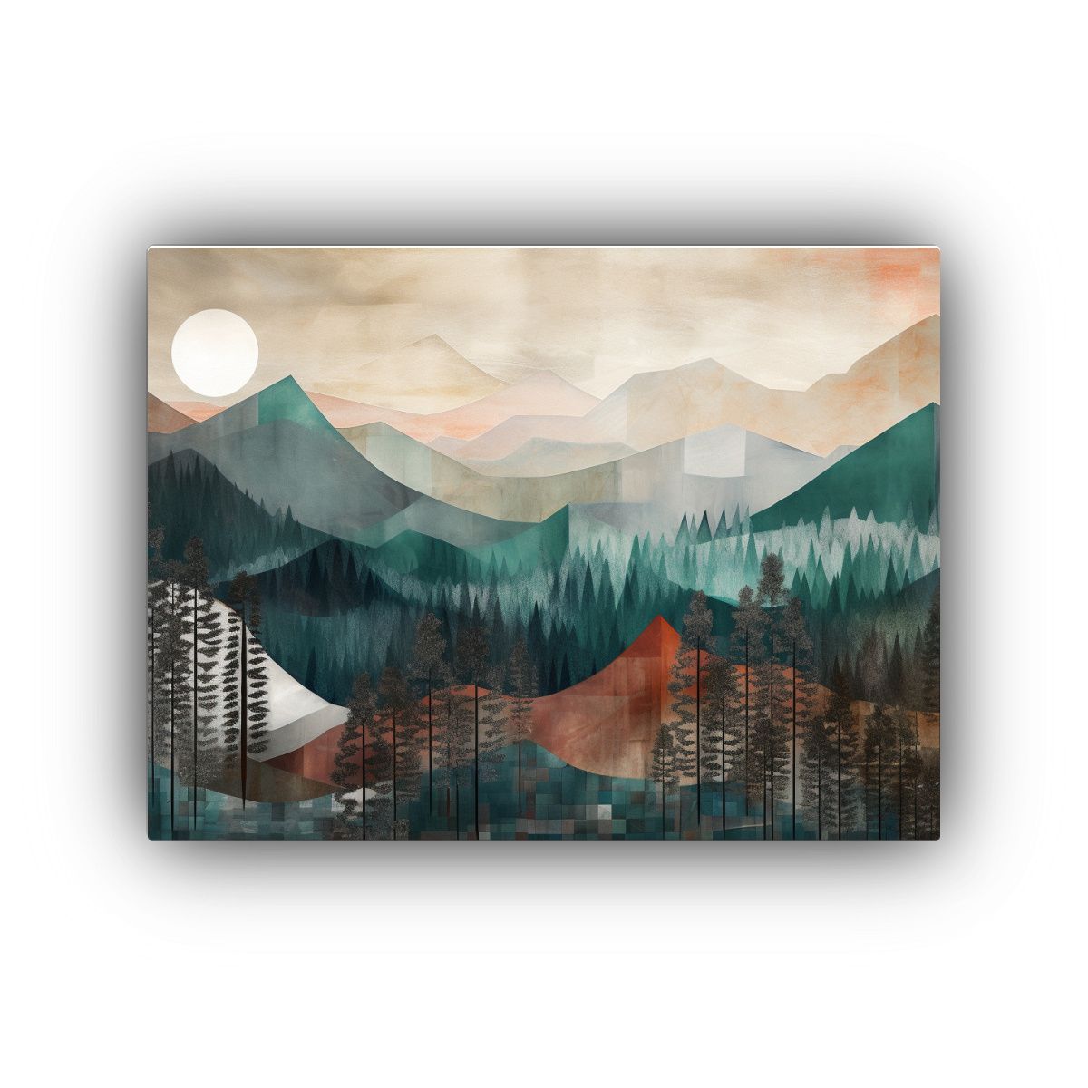 GENERICO - Paisaje Montañoso Abstracto En Tonos Suaves Del Noroeste De 120x80cm