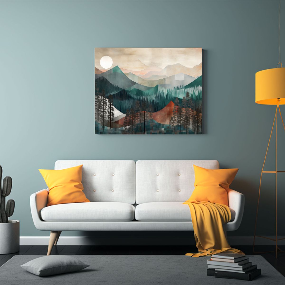 GENERICO - Paisaje Montañoso Abstracto En Tonos Suaves Del Noroeste De 120x80cm