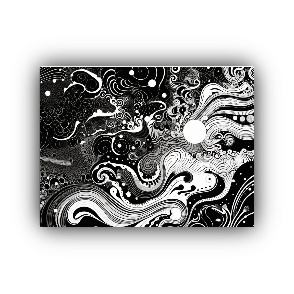 GENERICO - Pinturas Decorativas En Blanco Y Negro Con Líneas De Patron 120x80cm