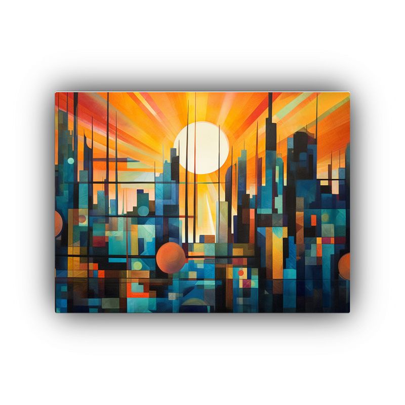 GENERICO - Cuadro Abstracto Vibrante De Ciudad Con Patrones Geométrico 120x80cm
