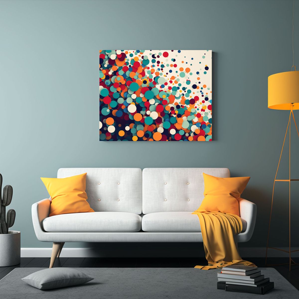 GENERICO - Pintura En Bastidor Composición Visual Salpicadura De Punto 120x80cm