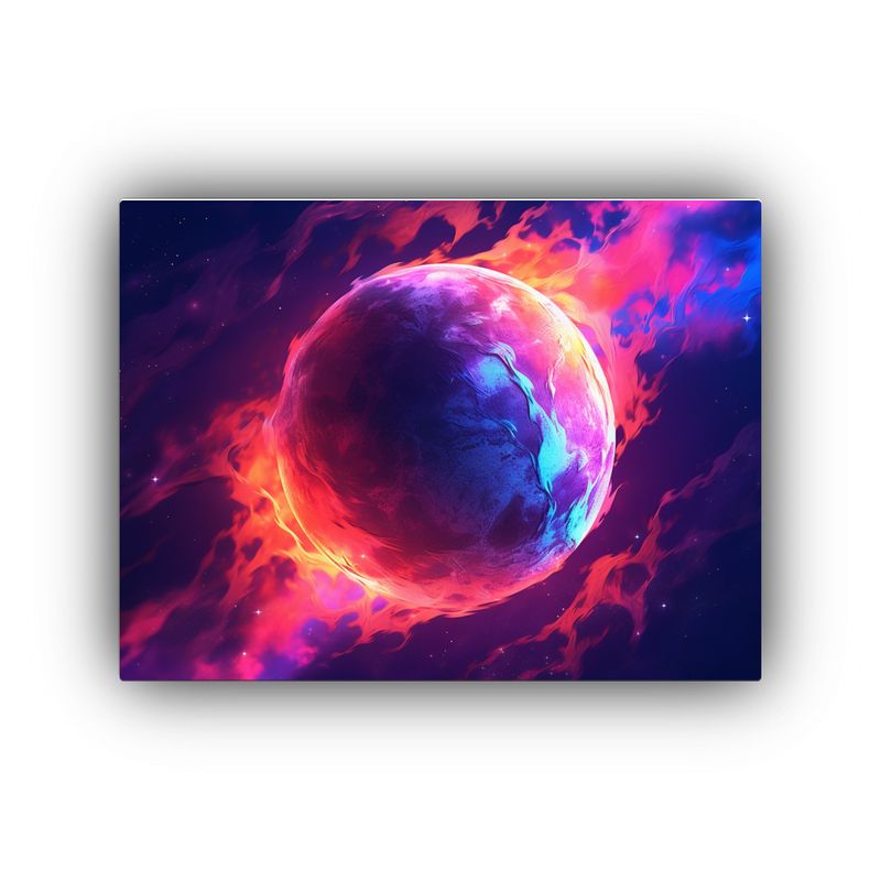 GENERICO - Cuadro Decorativo Urbano Planeta Tierra Espacio Colores Neó 120x80cm
