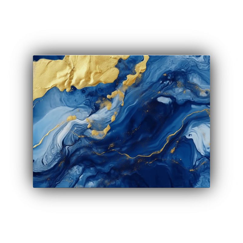 GENERICO - Pintura Acuarela Mármol Azul Y Oro Abstracto De Lujo 120x80cm