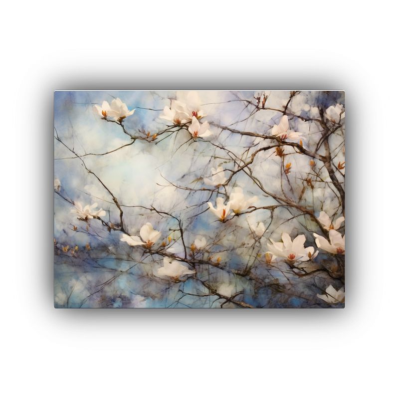 GENERICO - Cuadro Lienzo Naturaleza Viva Personas Magnolias Flores Azul 120x80cm