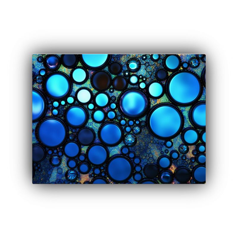 GENERICO - Cuadro Impreso Simplicidad Azul Y Negro Con Círculos Negros 120x80cm