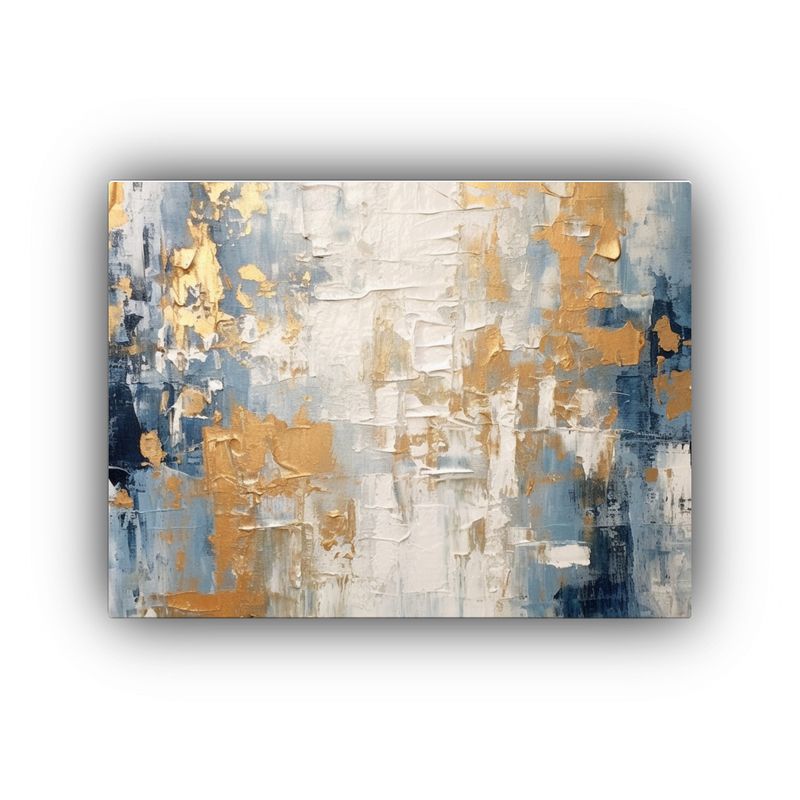 GENERICO - Pintura Abstracta Moderna En Acrílico Azul Gris Oro Para De 120x80cm