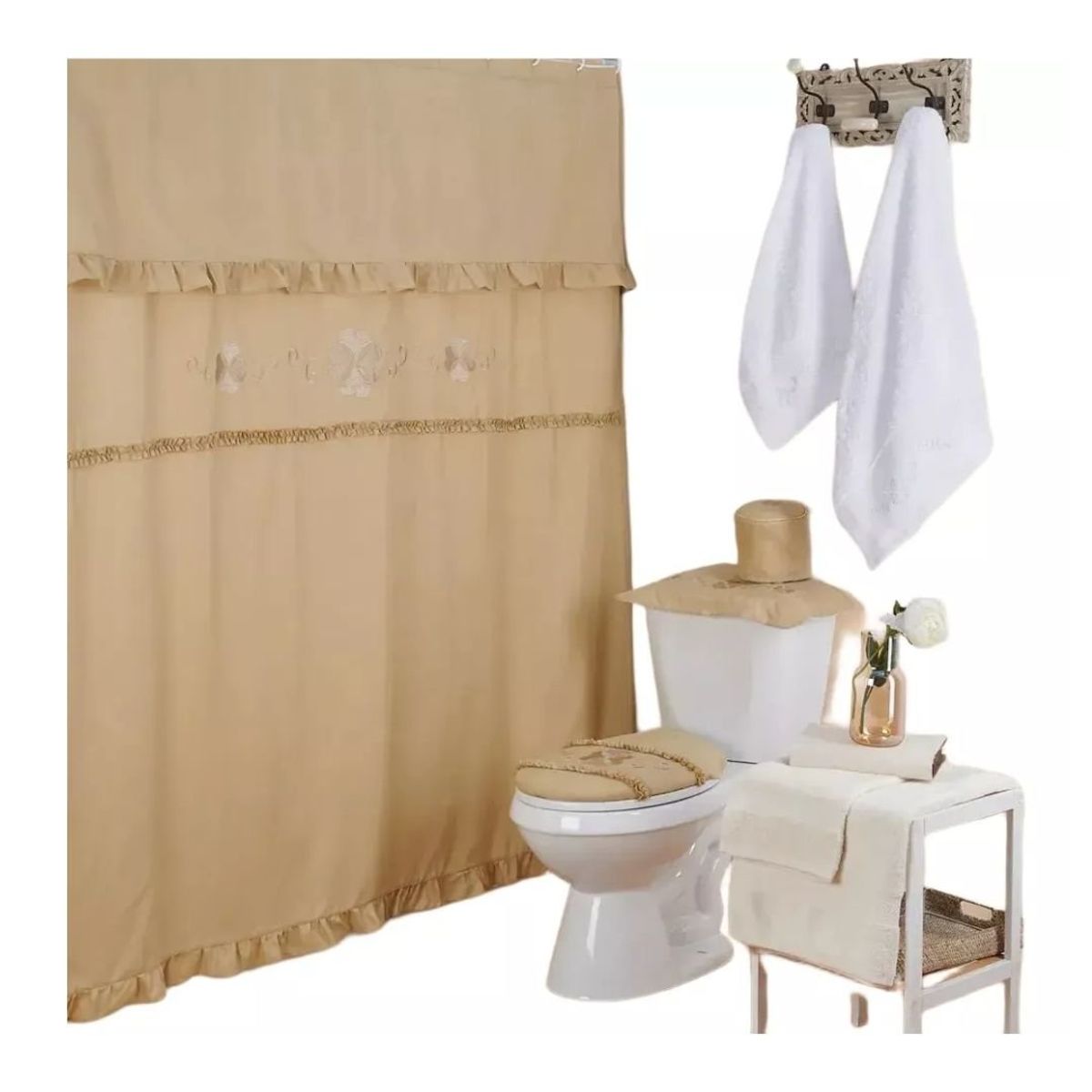 GENERICO - Juego de Baño Accesorios Carlota 6 Piezas -  Damasco