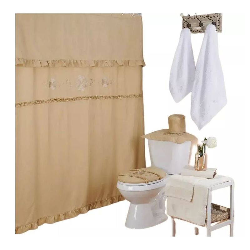 GENERICO - Juego de Baño Accesorios Carlota 6 Piezas -  Damasco
