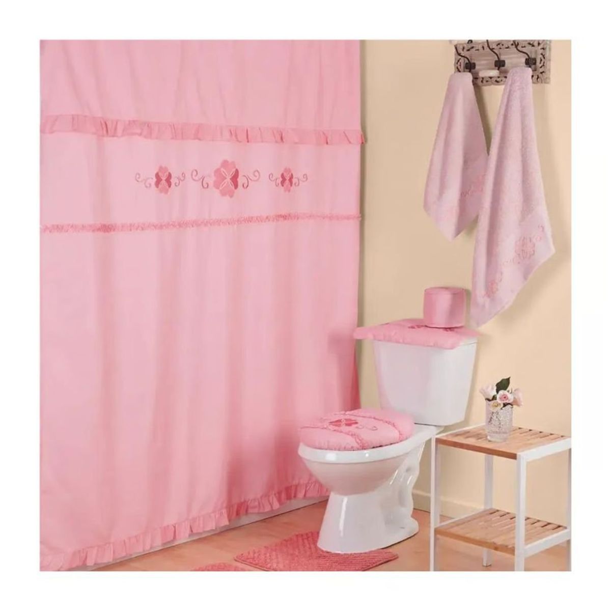 GENERICO - Juego de Baño Accesorios Carlota 6 Piezas - Rosado