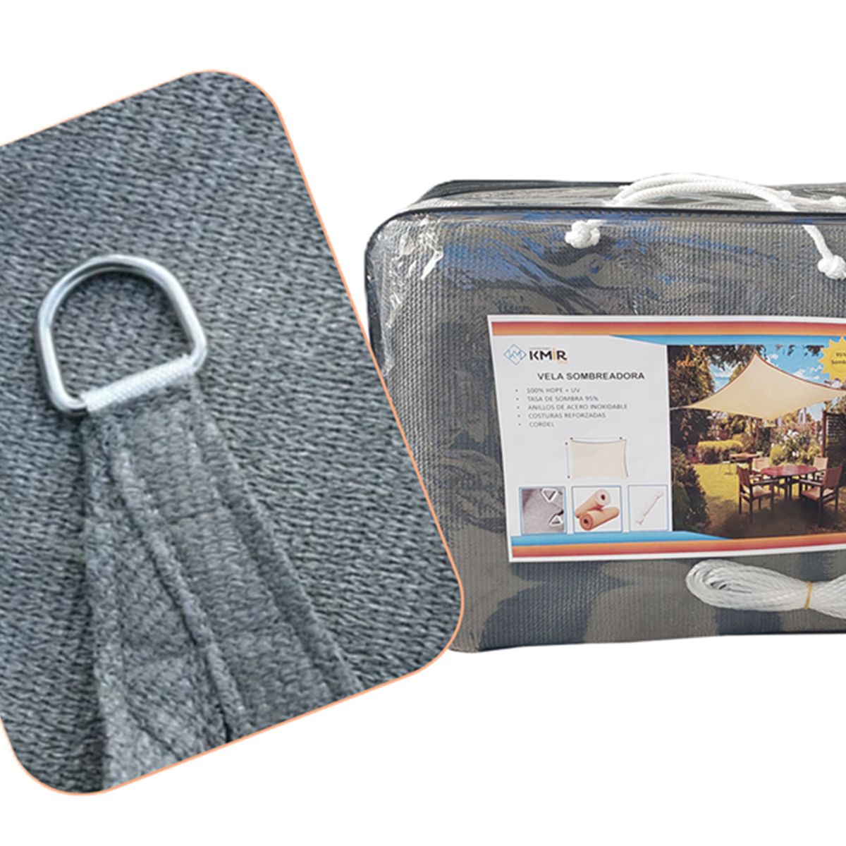 GENERICO - Vela Sombreadora 4x8 HDPE Rectangular Gris Sombra 95