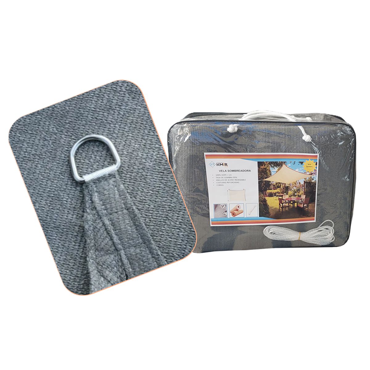 GENERICO - Vela Sombreadora 4x8 HDPE Rectangular Gris Sombra 95