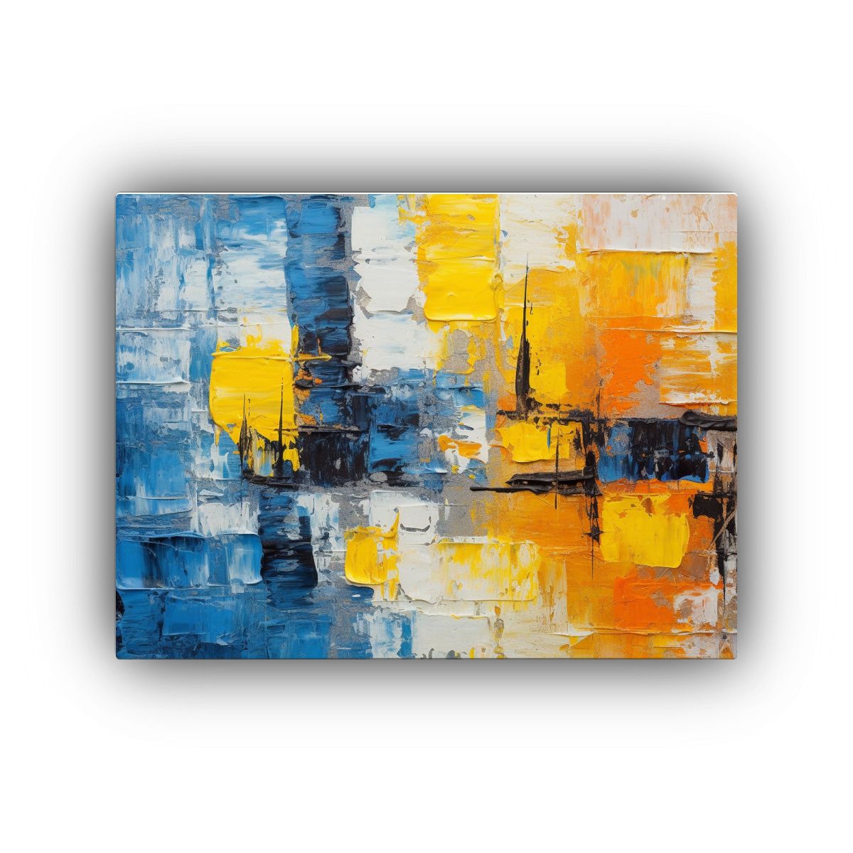 GENERICO - Pintura Abstracta En Amarillo Azul Y Naranja Originalidad Y 120x80cm