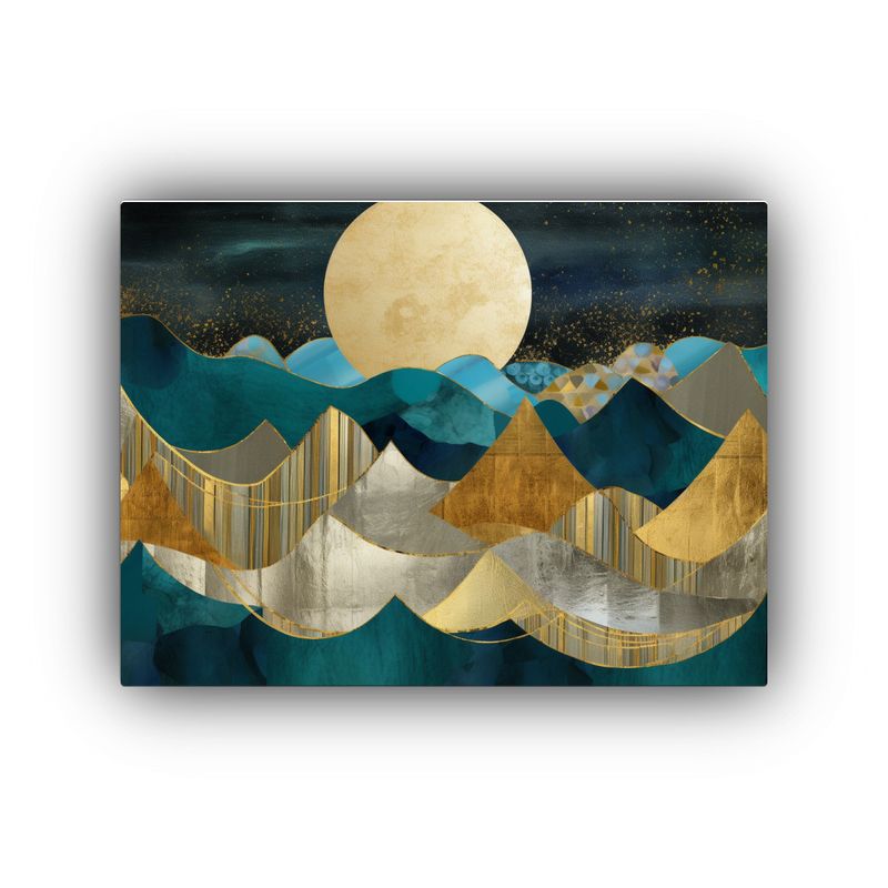GENERICO - Cuadro Abstracto De Montañas Y Luna En Lienzo Diseño Est 120x80cm
