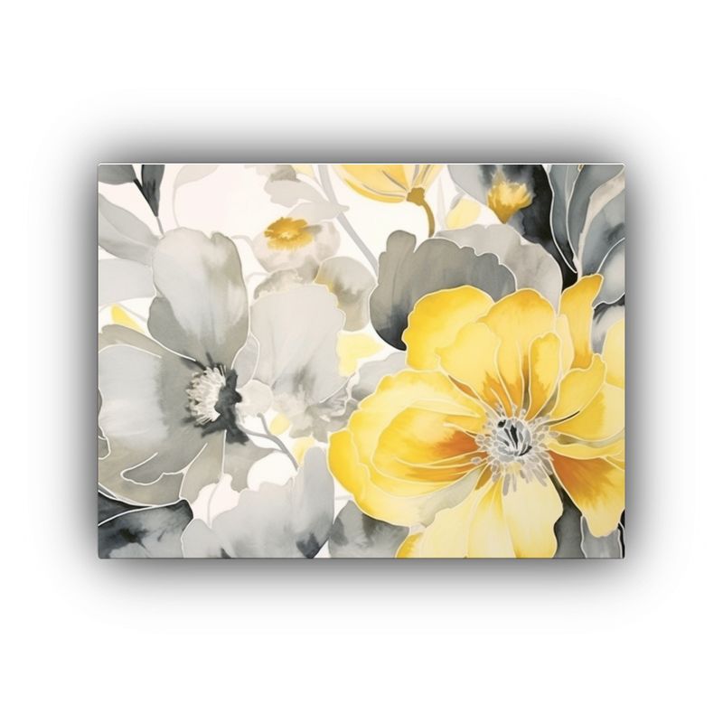 GENERICO - Cuadro Inspirador Relieve Abstracto Acuarela Floral Amarillo 120x80cm