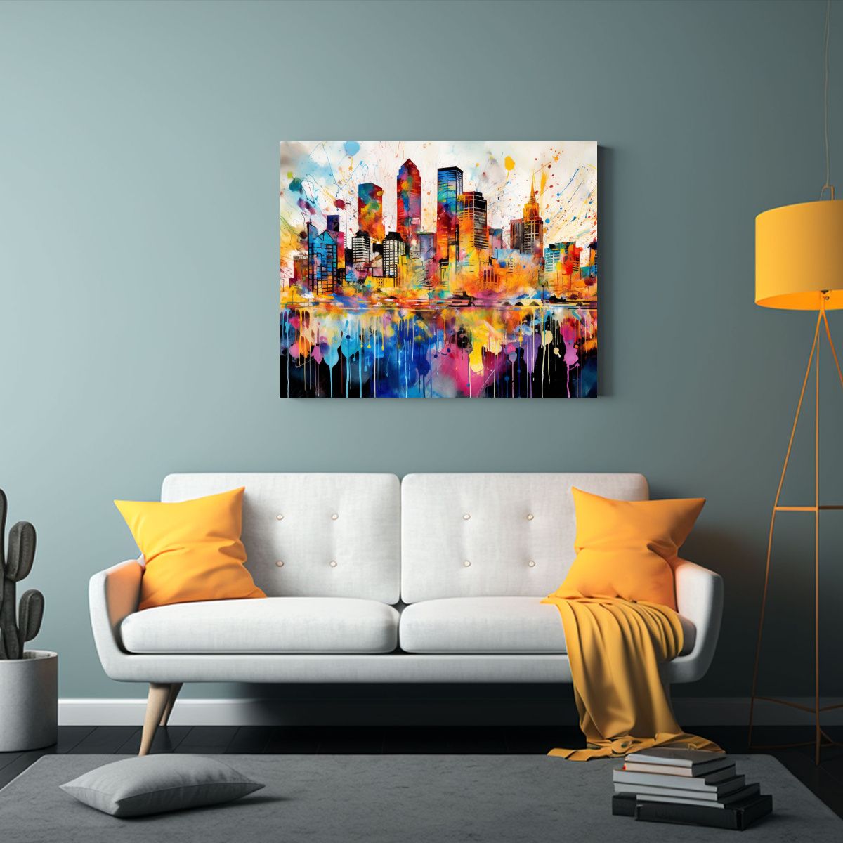 GENERICO - Cuadro Tela Bastidor Inspiración Urbana Houston Dreamscape  120x80cm