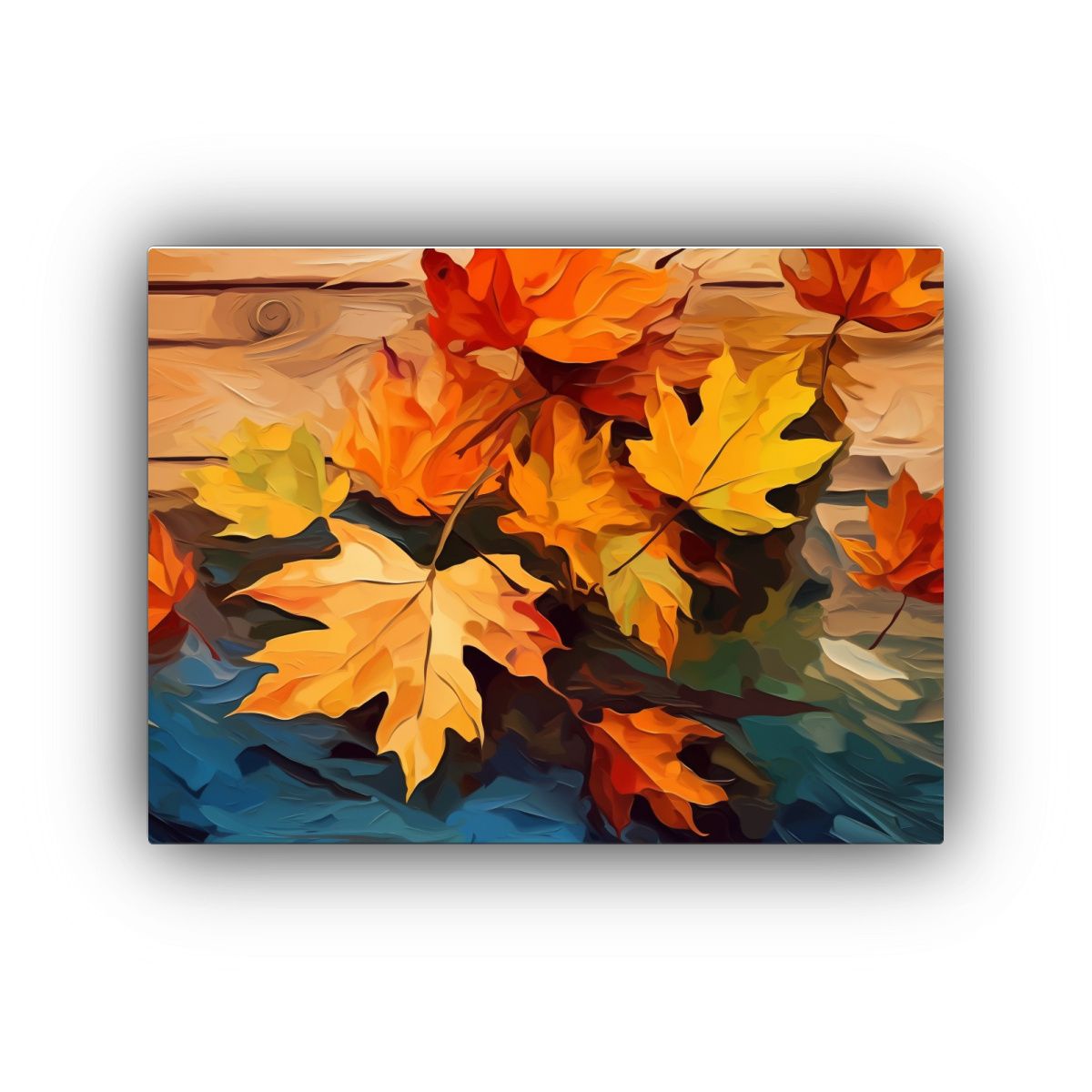 GENERICO - Cuadro De Decoración Con Hojas De Otoño En Mesa Movimient 120x80cm