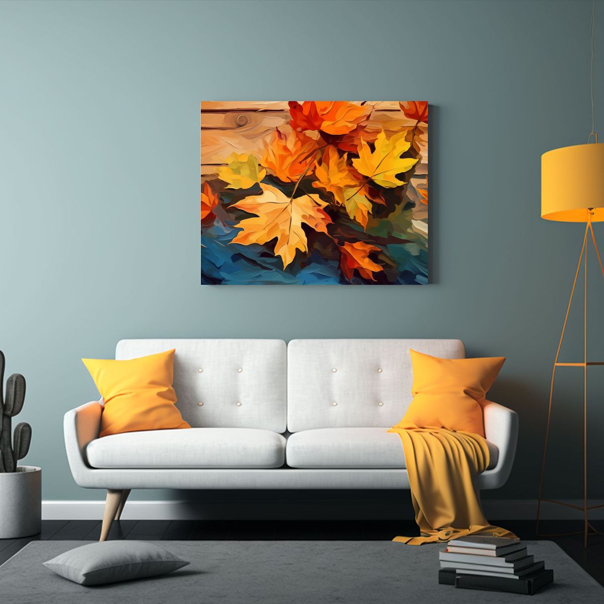 GENERICO - Cuadro De Decoración Con Hojas De Otoño En Mesa Movimient 120x80cm