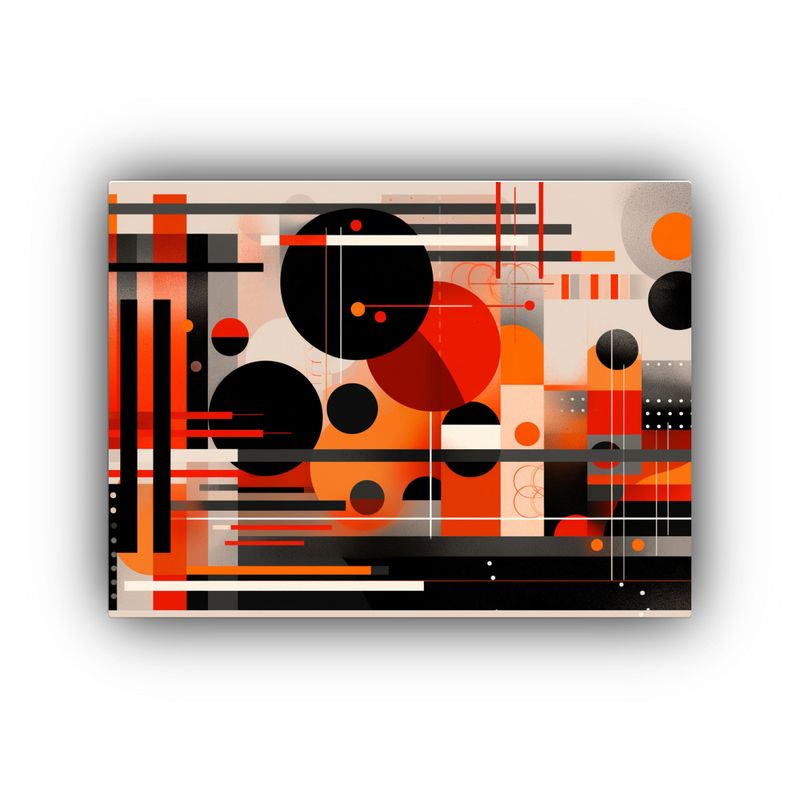GENERICO - Cuadro Abstracto Surrealista En Naranja Y Negro Decoración  120x80cm